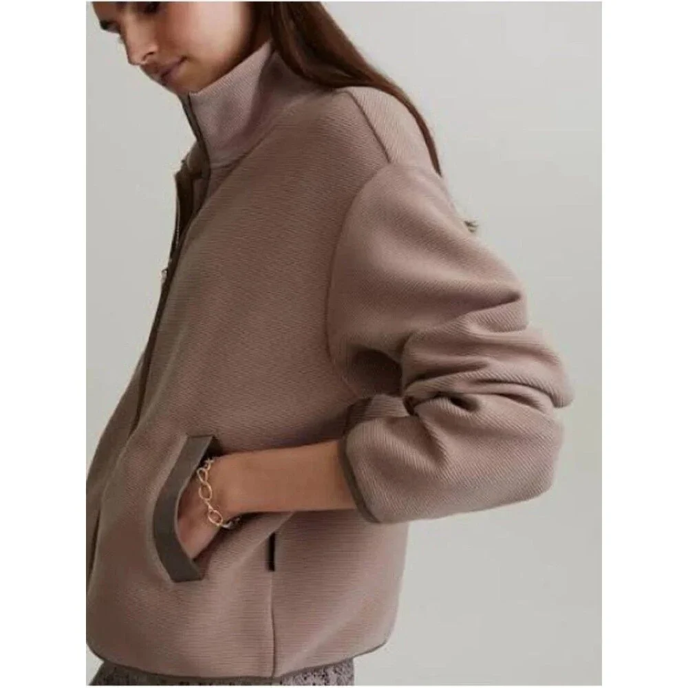 Varley Berendo Full Zip Thru Mock Collar Boxy Jacket in Portabella Size Small